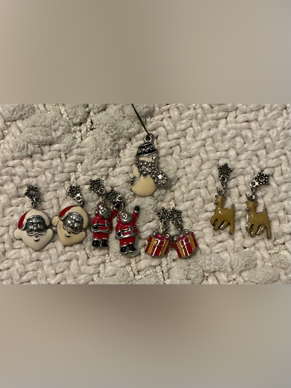 9 Christmas Charms Santa Presents Reindeer Snowman